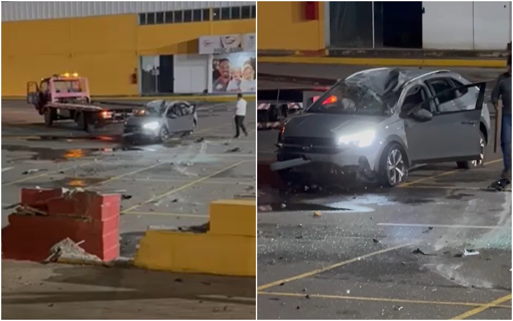 Jovem embriagado capota carro em estacionamento de supermercado em MG