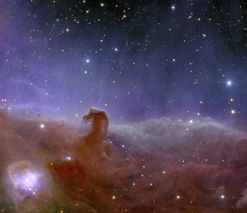 Vista panorâmica do telescópio Euclides da Nebulosa Cabeça de Cavalo. — Foto: European Space Agency (ESA).