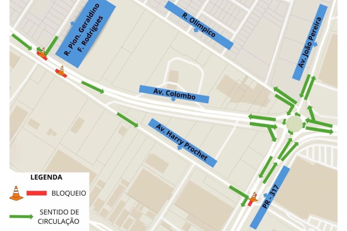 Após passar sete meses em obra, rotatória entre a BR-376 e PR-317 será liberada neste domingo (14), em Maringá; confira as mudanças no trânsito