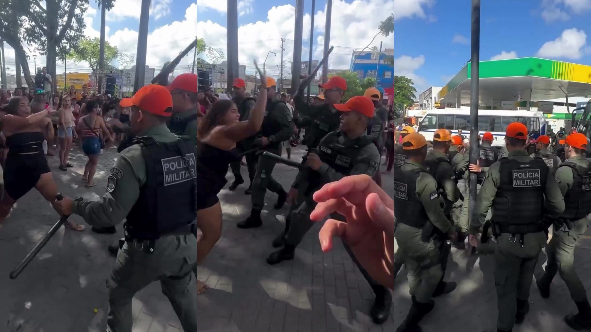 Mulher bate em policial e apanha de cassetete em confusão com mais de dez PMs após show de Raphaela Santos; VÍDEO