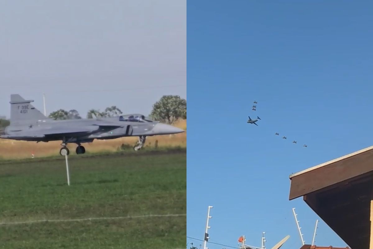 F-39 Gripen e KC-390: aeronaves supersônicas cruzam o céu de Campo Grande e chamam atenção; entenda