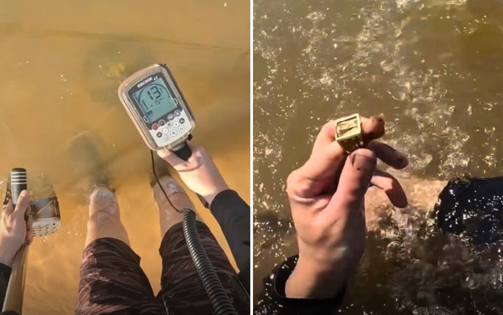 Mergulhador usa detector de metal para achar anel perdido no Rio Araguaia; vídeo