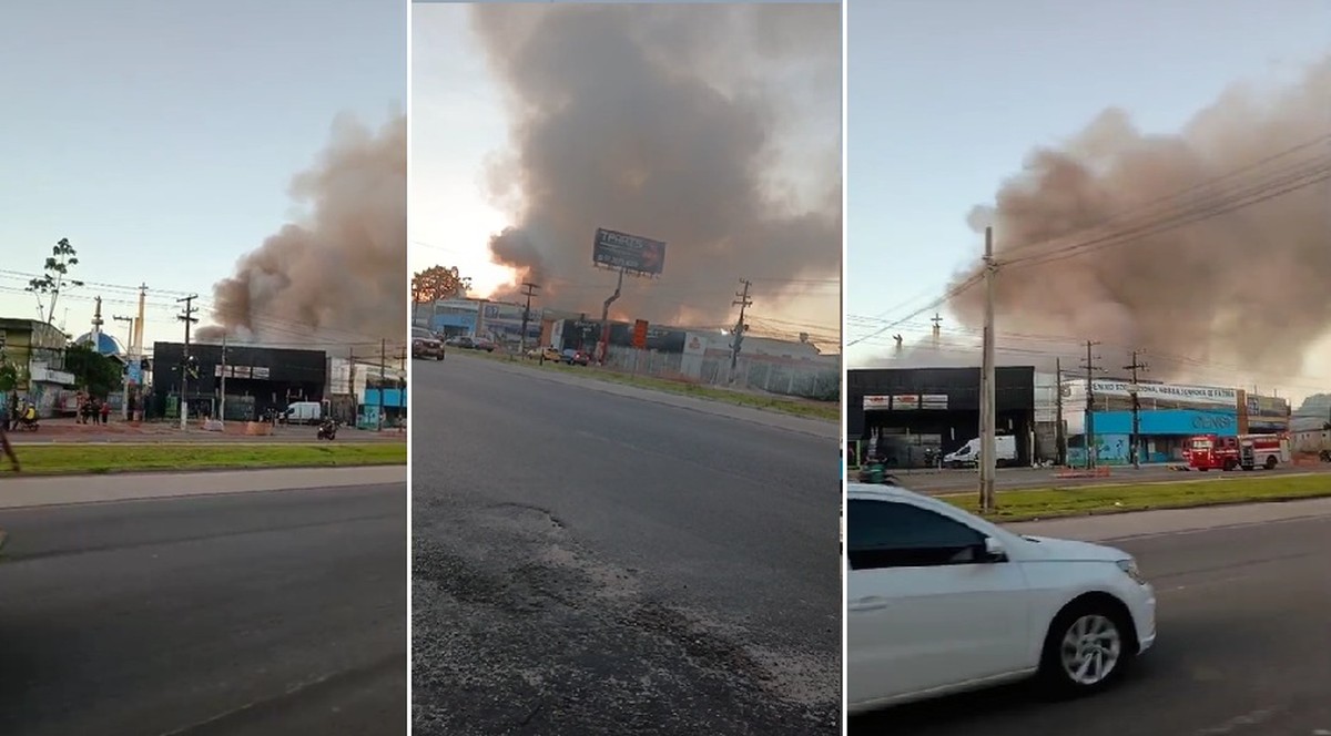 Incêndio atinge galpão de empresa na BR-316 em Ananindeua; fumaça assusta quem passava pelo local