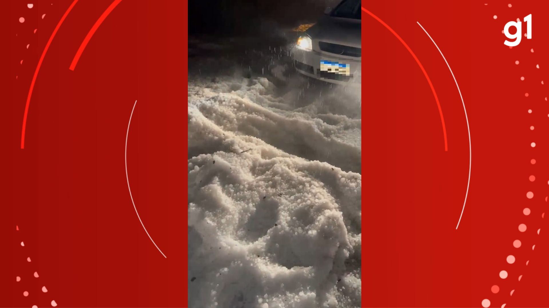 VÍDEO: carro atola no gelo acumulado em rodovia após queda de granizo no RS; 'cerca de 50 centímetros de gelo', diz polícia rodoviária