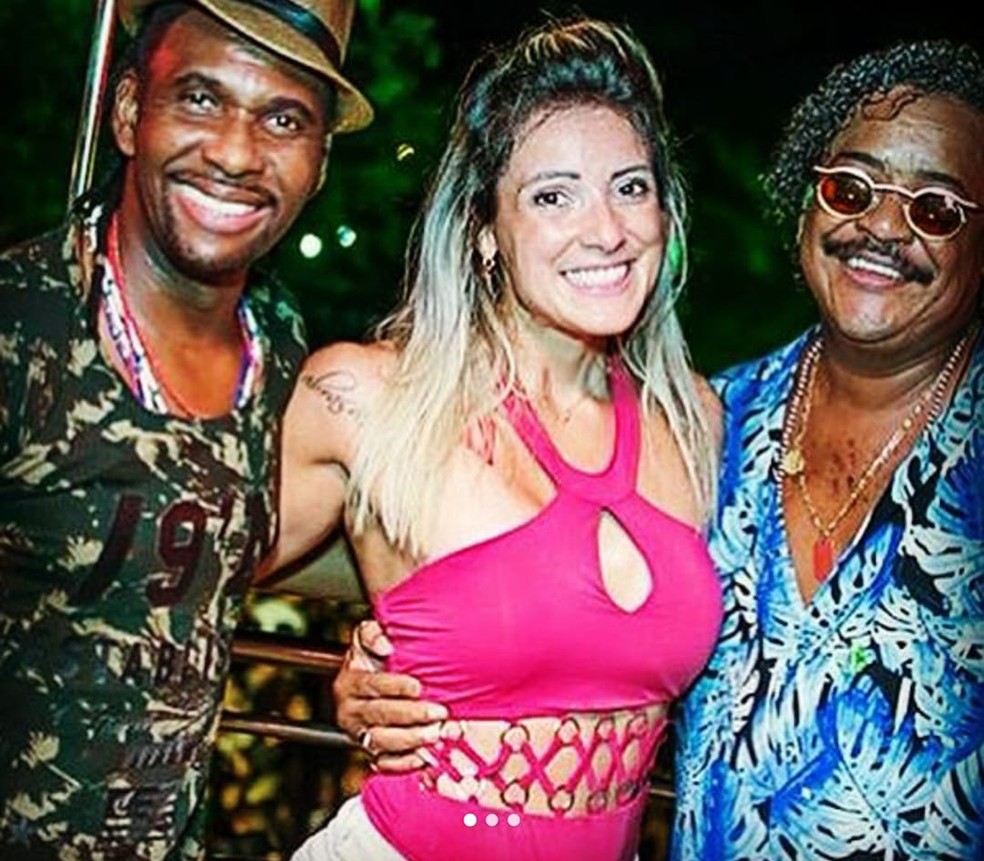 Ex-loira do Tchan Silmara Miranda e os cantores Beto Jamaica e Compadre Washington — Foto: Reprodução/ redes sociais
