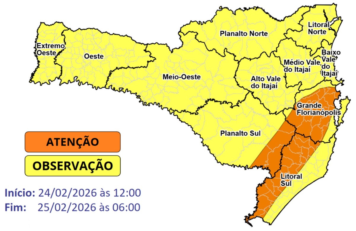 SC tem previsão de temporais com alagamentos e enxurradas; veja condição para a semana