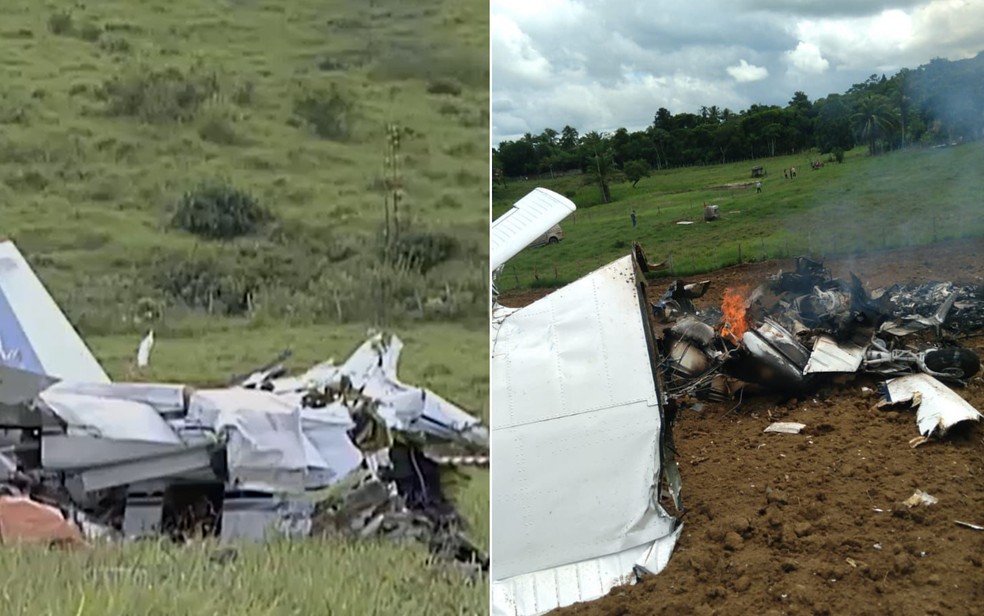 Aviões caíram no sudoeste da Bahia em 2007 e 2024, ambos no dia 14 de março — Foto: TV Bahia/ Redes sociais