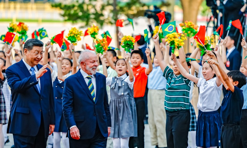 Xi Jinping e Lula na China — Foto: Ricardo Stuckert / Presidência da República