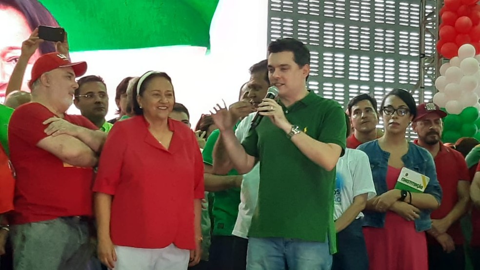 Fátima Bezerra (PT), candidata a governadora, e Walter Alves (MDB), candidato a vice — Foto: Sérgio Henrique Santos/Inter TV Cabugi