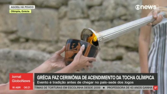 Grécia faz cerimônia de acendimento da tocha olímpica - Programa: Jornal GloboNews 
