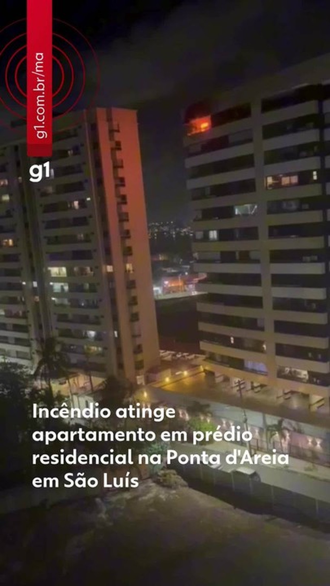 Incêndio atinge apartamento em prédio residencial na Ponta d'Areia em São Luís