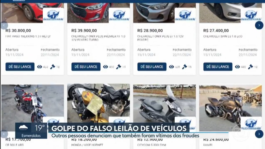 Homem tem prejuízo após golpe de site falso de leilões de veículos