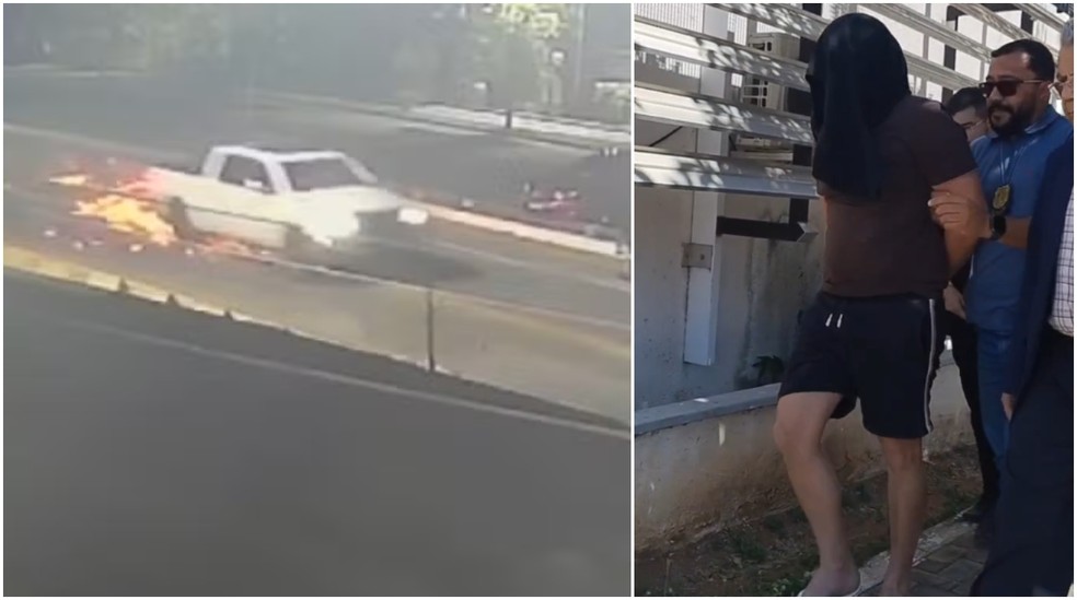 Motociclista morre após ser atropelado por caminhonete no Crato — Foto: TV Verdes Mares/Reprodução