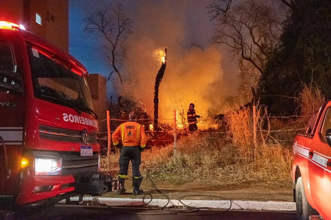 Incêndios de grandes proporções atingem áreas de vegetação no interior de SP