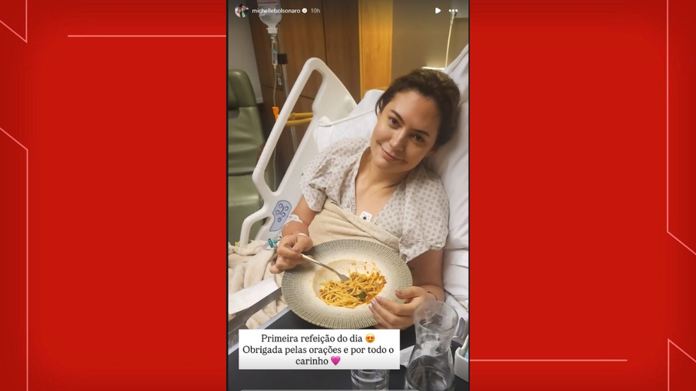 Imagem ilustrativa sobre Michelle Bolsonaro é internada, mas posta foto no hospital: “1ª refeição do dia” e candidatura mantida