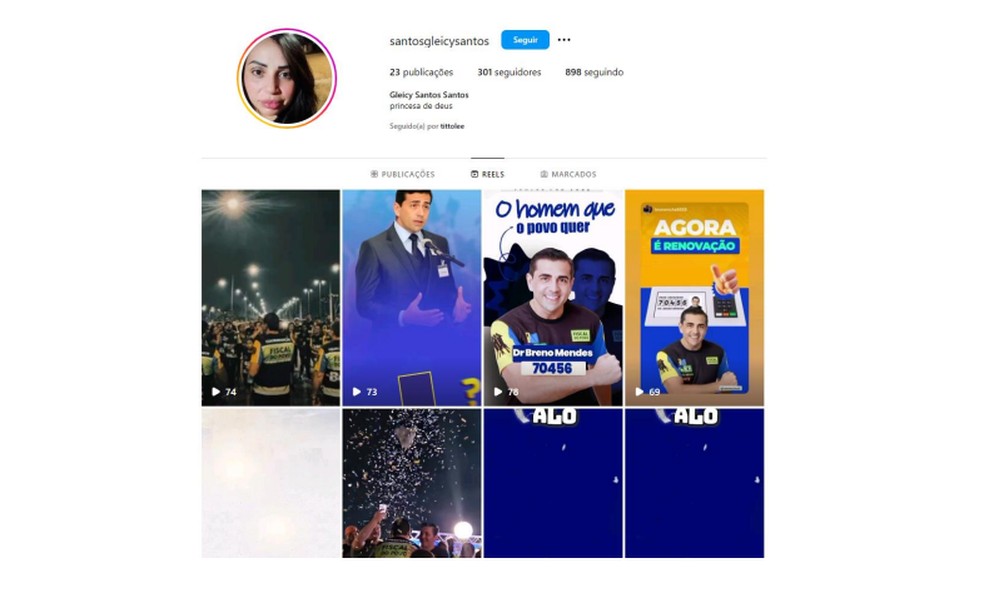 Citada no processo, Gleici teria feito campanha para Breno Mendes — Foto: - Ministério Publico Eleitoral (MPE)