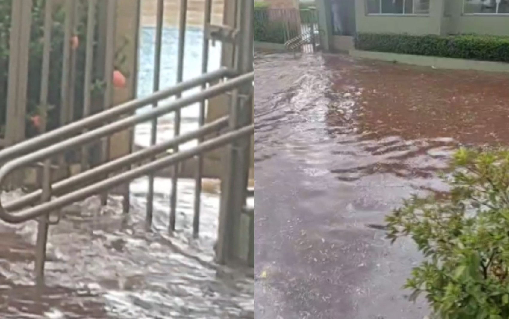 Água invade condomínio e deixa estacionamento submerso durante temporal em Ribeirão Preto; VÍDEO