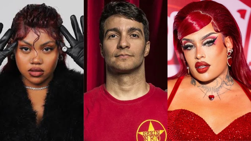 Duquesa, Rodrigo Lima, vocalista da banda Dead Fish, e Glória Groover são atrações do Sou Manaus 2026 — Foto: Reprodução/Redes Sociais