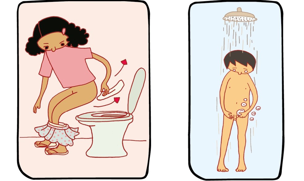 Crianças aprendem a cuidar da higiene íntima — Foto: Reprodução/Arquivo Instituto Criança é Vida