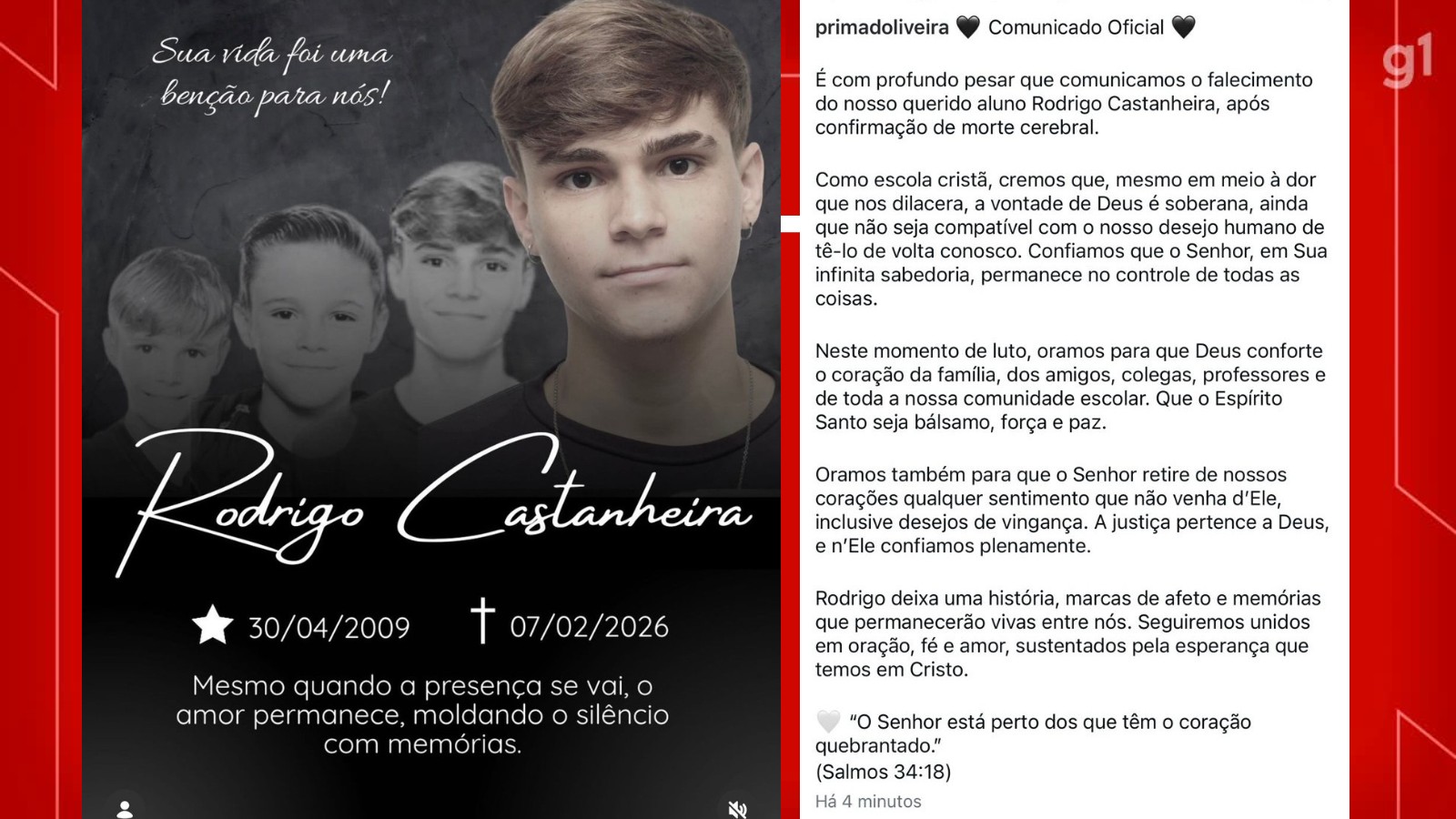 Briga por chiclete: escola lamenta morte de jovem agredido após briga em Vicente Pires depois de 16 dias internado