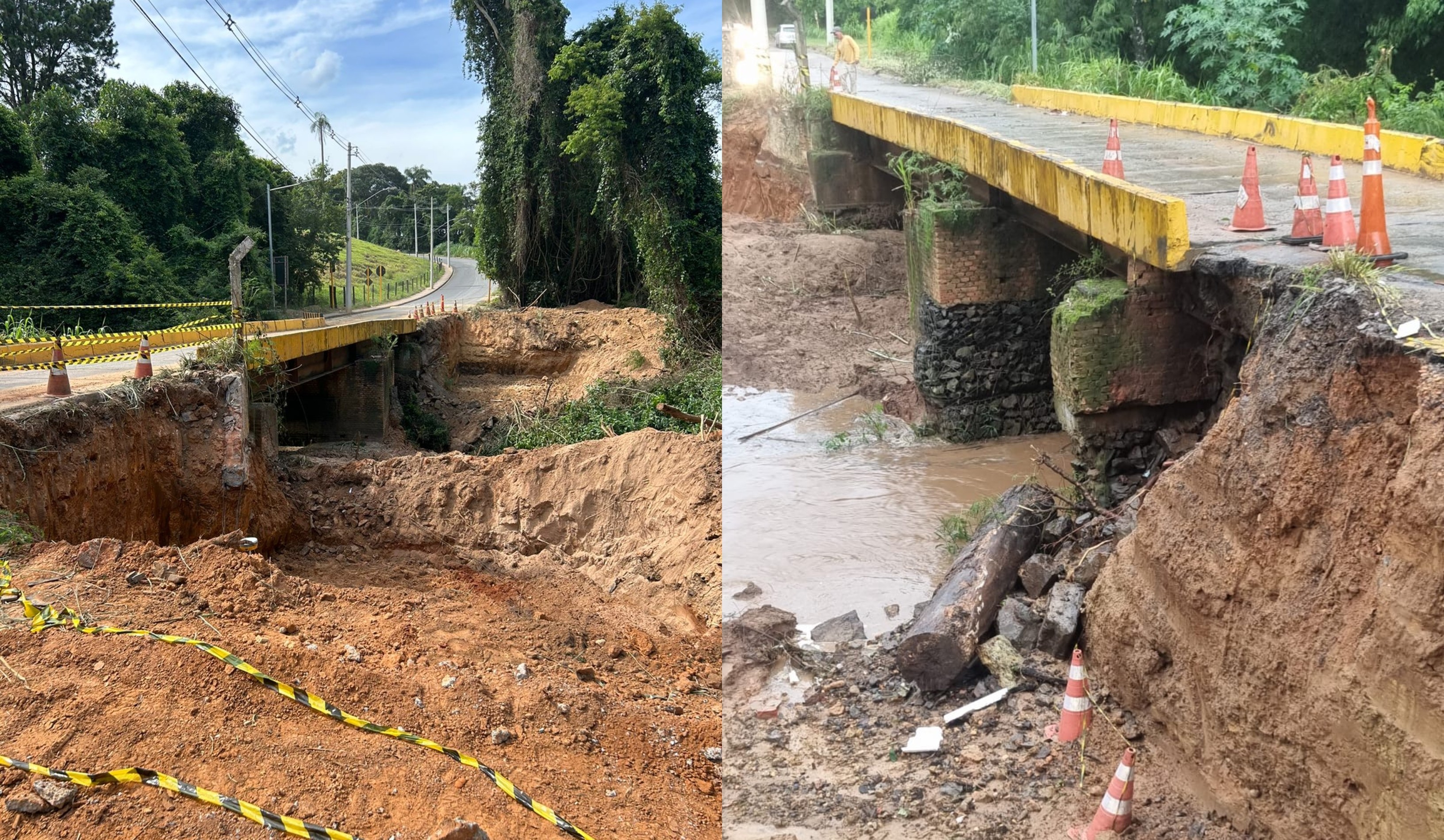 Ponte Zenóbio Saccon é interditada após chuva forte em Tietê