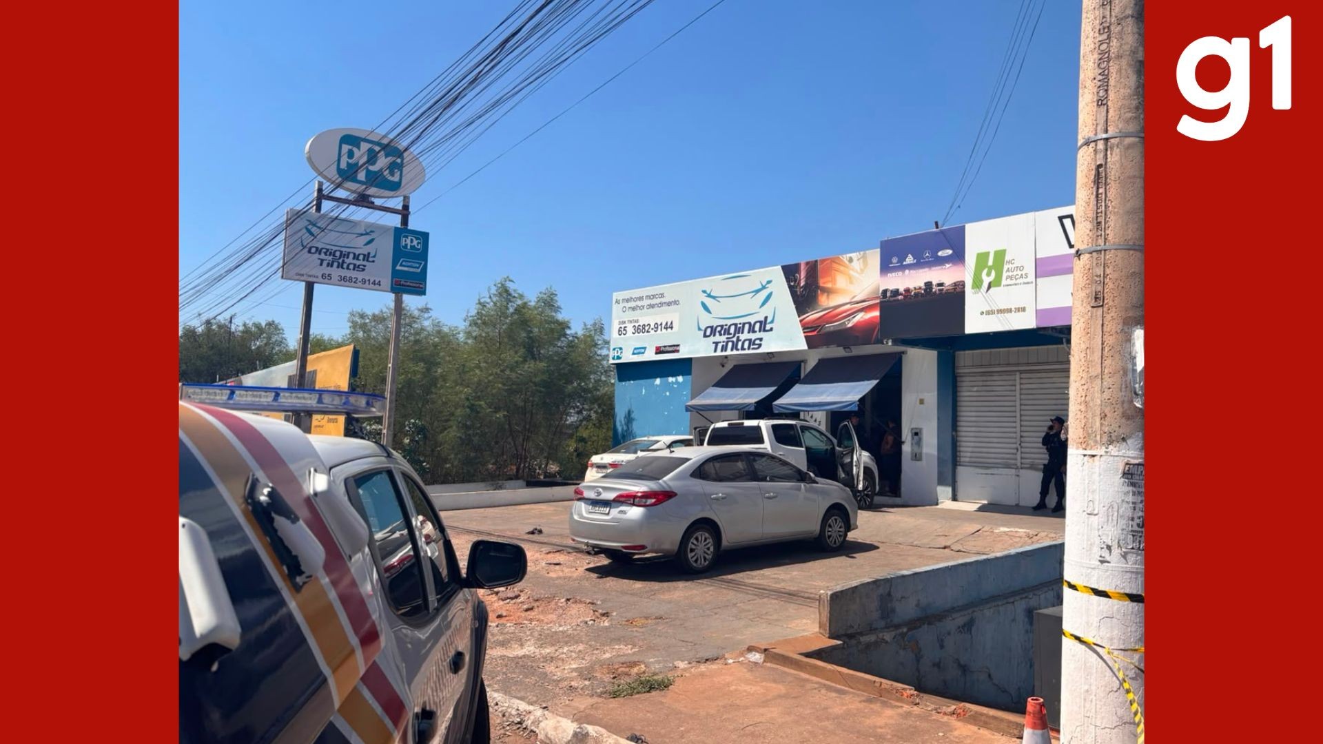 Empresário é baleado e assaltante é morto durante roubo a loja de tintas em MT