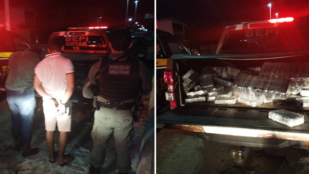 Motoristas paraenses de 33 e 43 anos foram presos por tráfico de drogas na cidade de Jucás, no dia 1º de junho. — Foto: Divulgação/PMCE