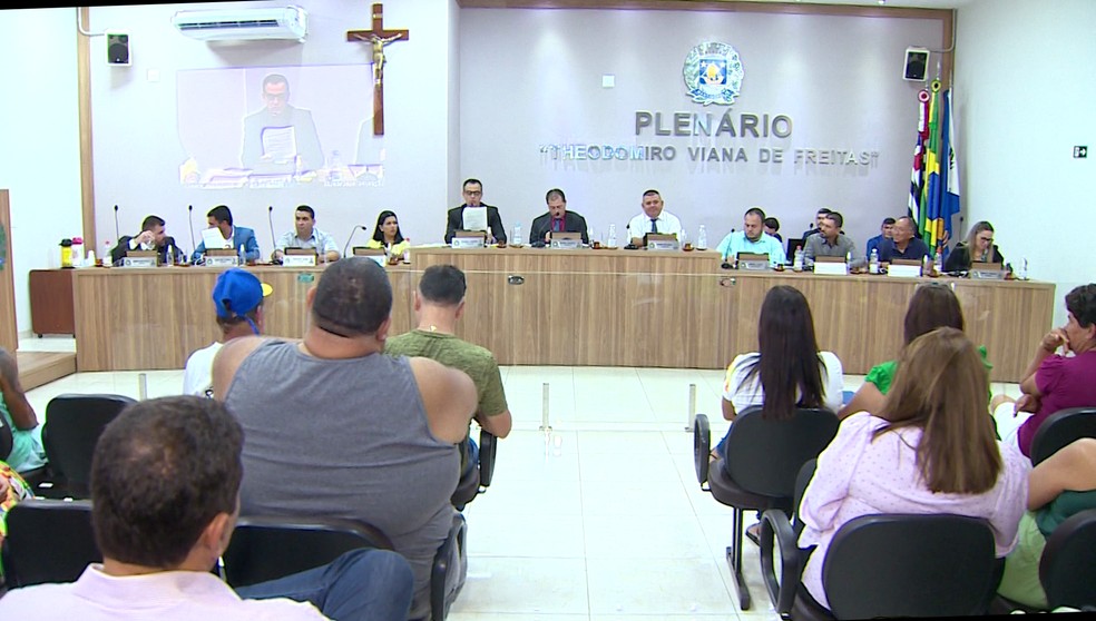 Câmara Municipal de Martinópolis (SP) aprova cassação do prefeito Marco Antonio Jacomeli de Freita (Republicanos) — Foto: Reprodução/TV Fronteira