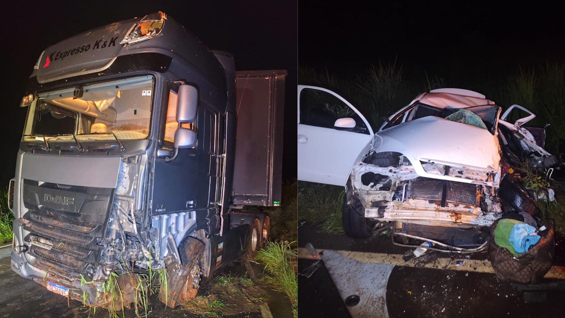 Motorista morre após carro invadir contramão e bater de frente com caminhão na MGC-497 em Uberlândia