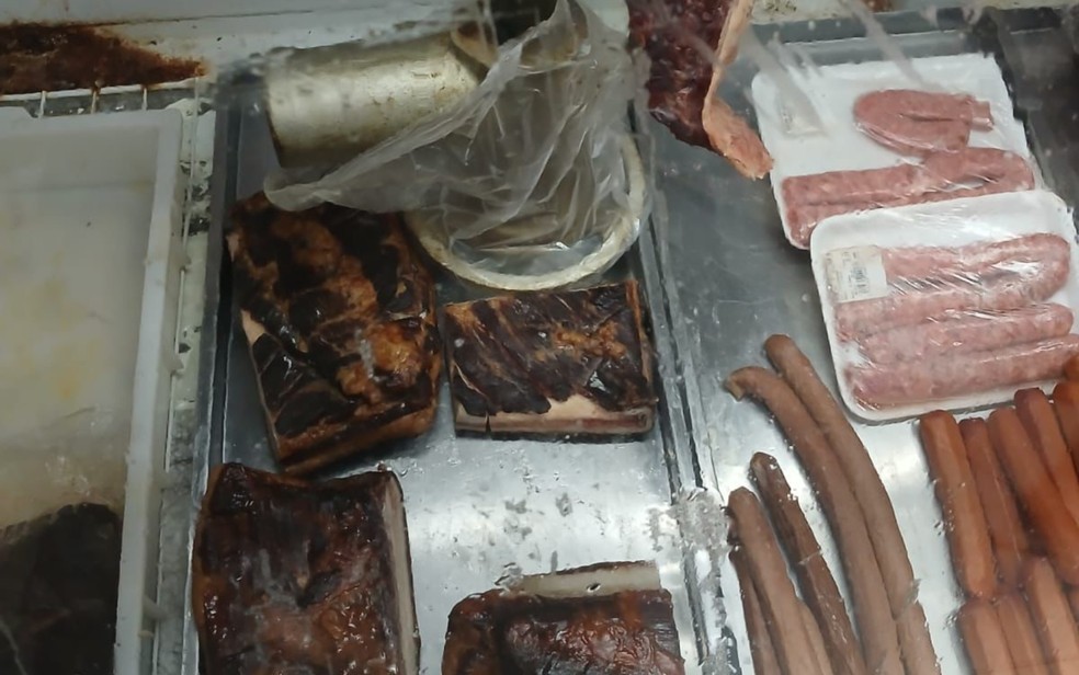 Carnes estavam vencidas e em estado de decomposição — Foto: Polícia Civil