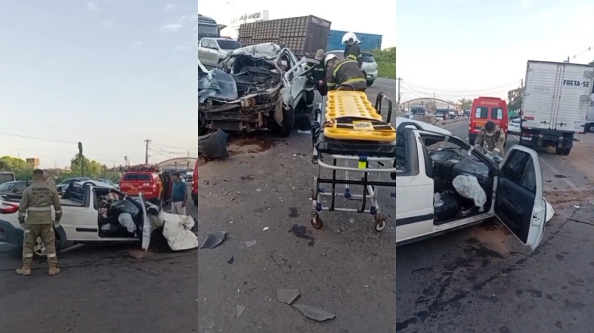 Motorista de carro fica preso às ferragens após acidente com caminhão na Alça Viária, na Grande Belém