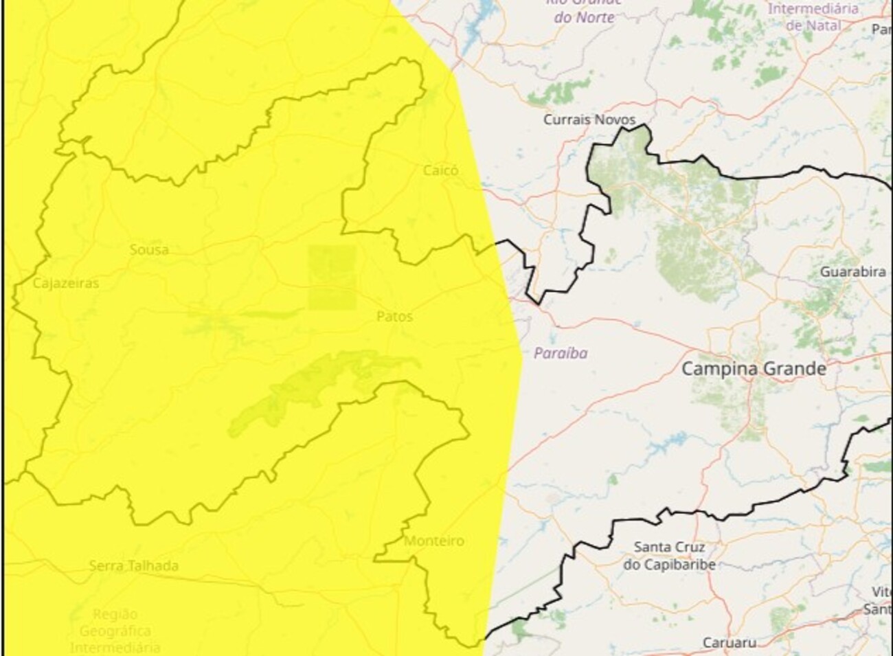 Inmet emite alerta de baixa umidade para mais de 100 cidades da PB