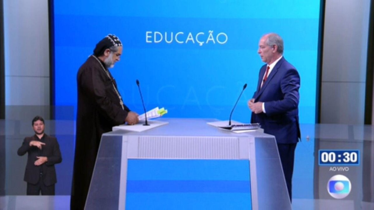 Debate para presidente na Globo Padre Kelmon PTB pergunta para Ciro Gomes PDT sobre educa o