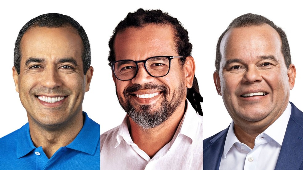 Bruno Reis, Kleber Rosa e Geraldo Júnior são candidatos a prefeito em Salvador — Foto: g1 BA