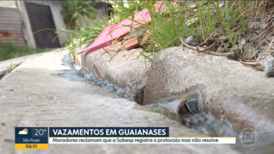 Vazamentos de água em ruas e avenidas de Guaianases na zona leste - Programa: Bom Dia SP 