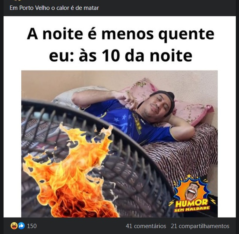 Calor em Rondônia vira meme nas redes sociais — Foto: Reprodução/Facebook