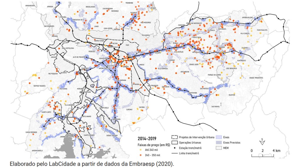 Mapa elaborado pelo LabCidade — Foto: Reprodução/LabCidade