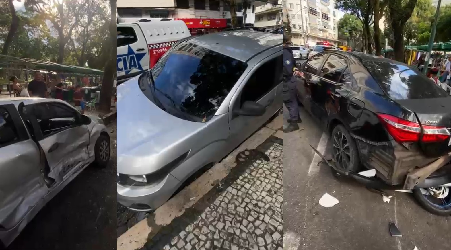 Motorista atinge cinco veículos estacionados em Belém