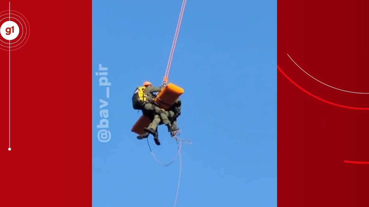 VÍDEO: Jovem de 23 anos despenca em cachoeira e resgate mobiliza helicóptero da PM em SP