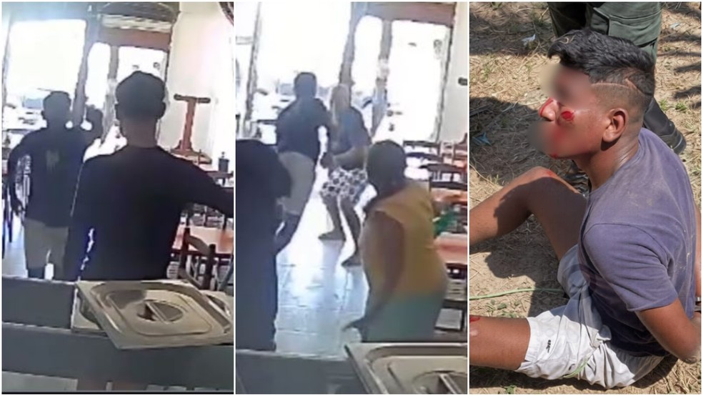 Homem de 21 anos foi preso pela polícia após tentar assaltar restaurante em Pacatuba. — Foto: Reprodução