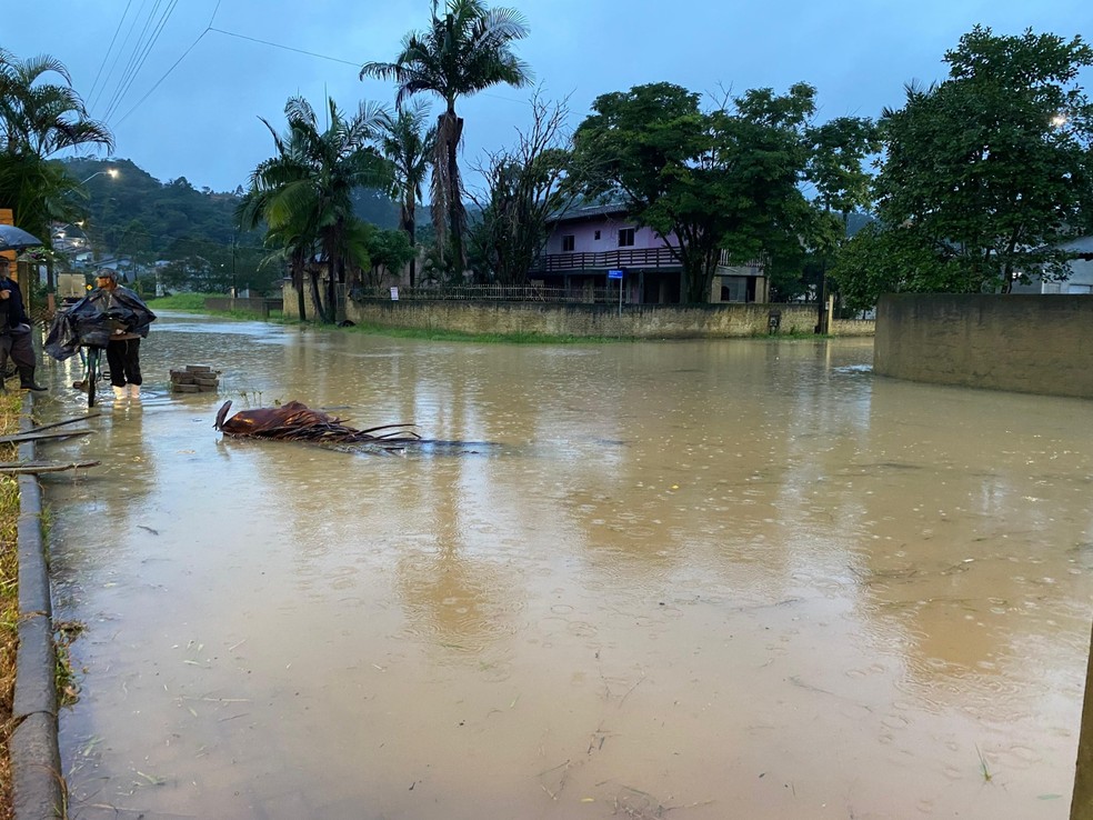 Enchente em Rio do Sul (SC) no sábado (18) — Foto: Prefeitura de Rio do Sul