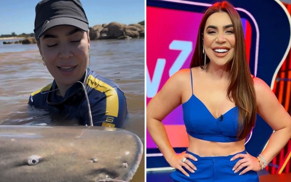 Cantora Naiara Azevedo pesca piraiba com 2,4 metros no Rio Araguaia, em Aruan�, Goi�s � Foto: Reprodu��o/Instagram de Naiara Azevedo e redes sociais