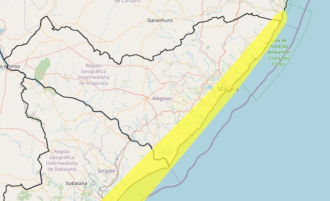 Alerta de chuvas em Maceió e 24 cidades de AL