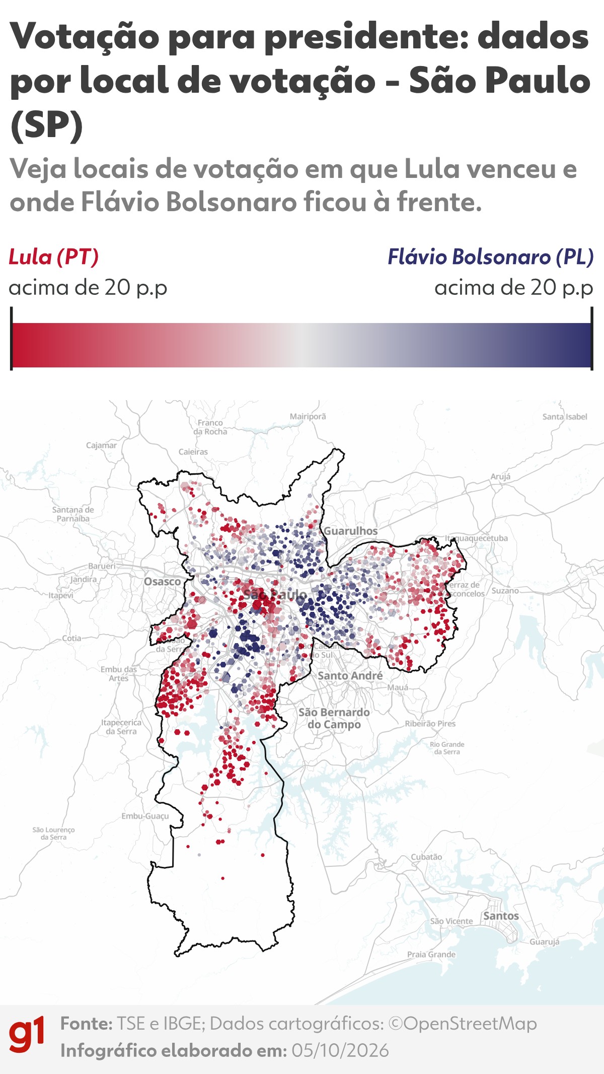 Mapas mostram quem foi o mais votado no 1º turno nos locais de votação das capitais brasileiras