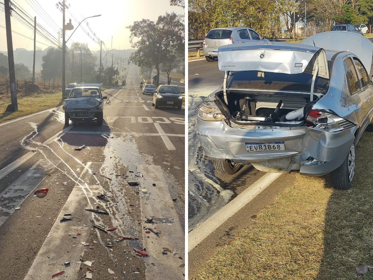 Três estudantes são atropelados após colisão entre carros em frente à Etec de Monte Mor