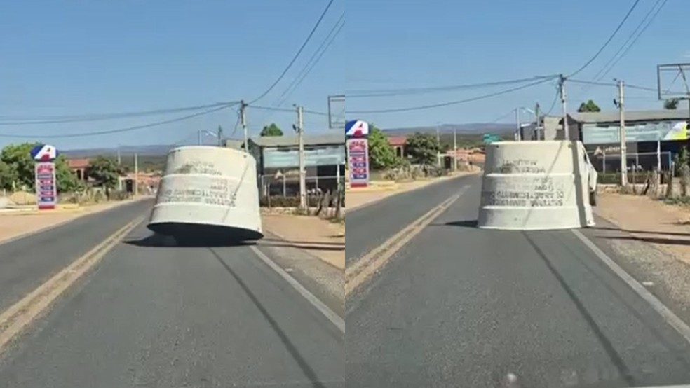 Material não estava fixado corretamente e caiu na pista. — Foto: Reprodução