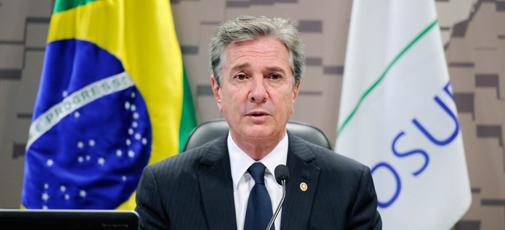 Fernando Collor durante sessão da Comissão de Relações Exteriores em 2019 — Foto: Edilson Rodrigues/Agência Senado/Arquivo