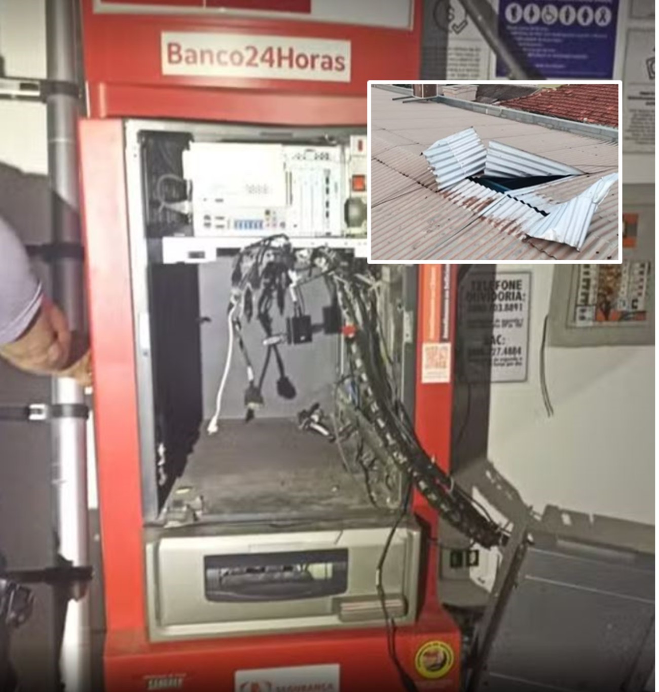 Dupla é presa após invadir banco pelo teto, danificar caixa eletrônico e tentar furtar ar-condicionado