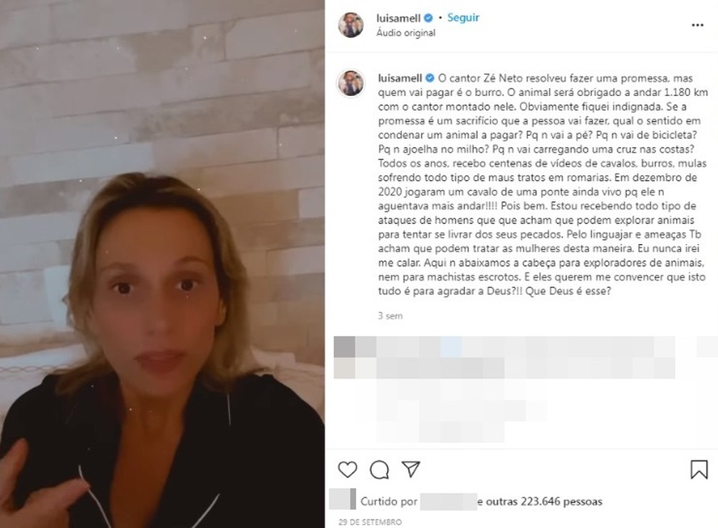 Luisa Mell critica Latino após cantor publicar uma foto de seu