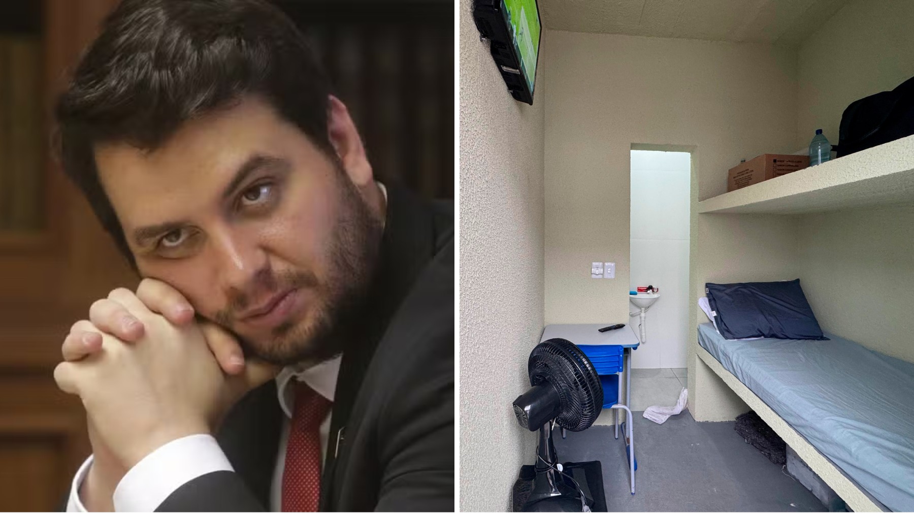 Com TV, ventilador e banheiro individual: governo do PR divulga fotos da cela de Filipe Martins, ex-assessor de Bolsonaro, após pedido de Moraes